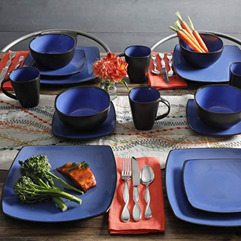 Gibson Soho Lounge Dinnerware set Square Blue