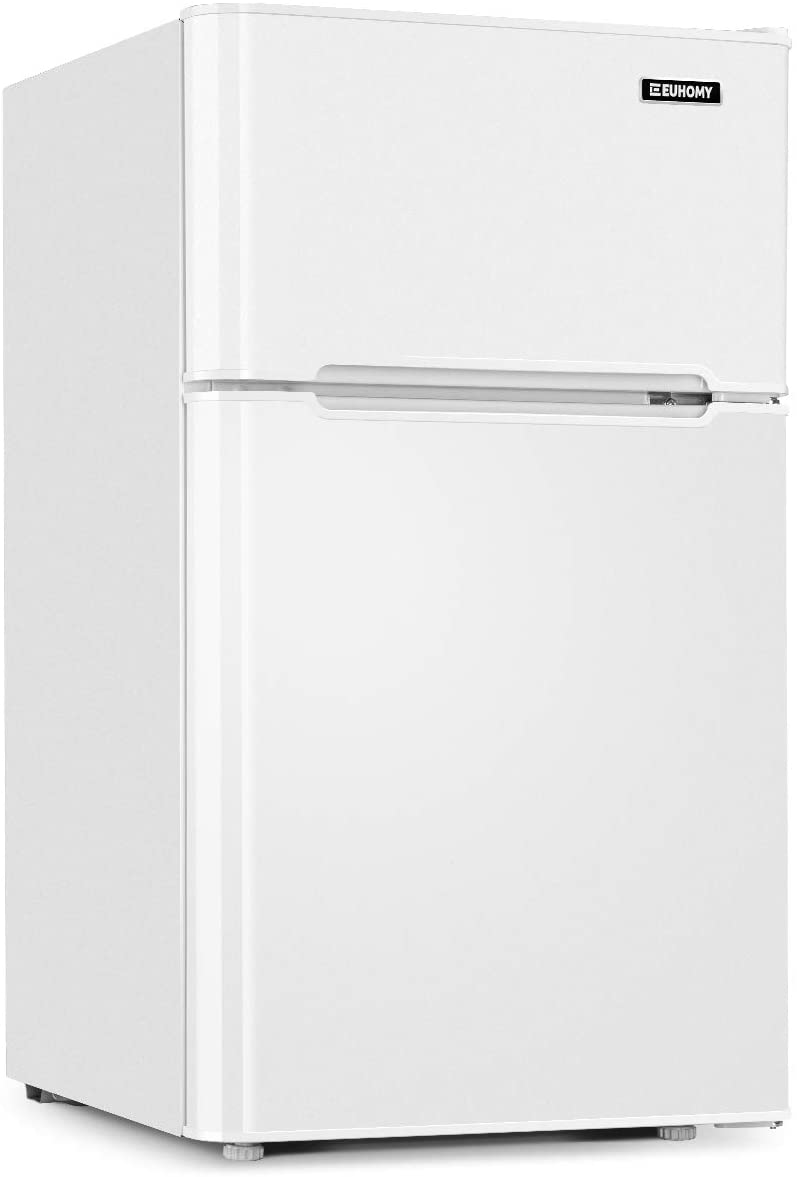 EUHOMY Mini Fridge with Freezer, 3.2 Cu.Ft Compact Refrigerator with  Freezer, 2